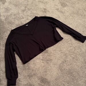 Gilly Hicks Hollister Black V-Neck Long Sleeve Top